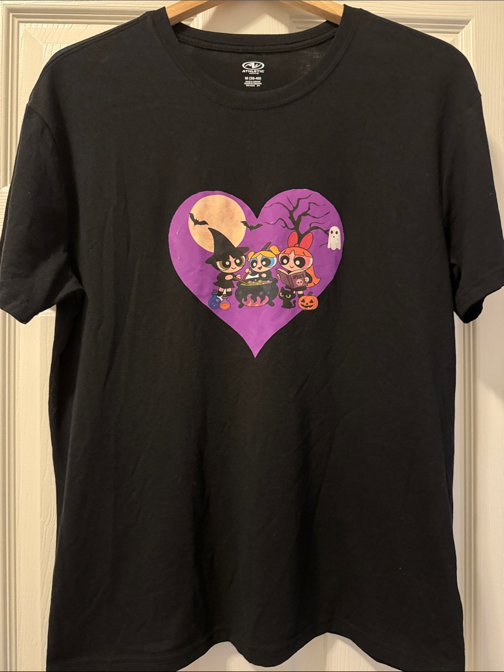 Powerpuff Girls Retro Halloween Short Sleeve Crewneck Tee, Medium, Black/Graphic